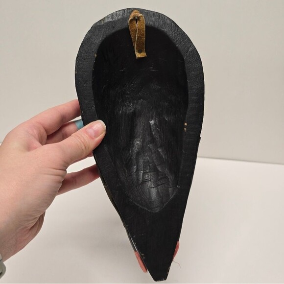 Vintage hand carved brass Inlay African tribal mask - Picture 7 of 8